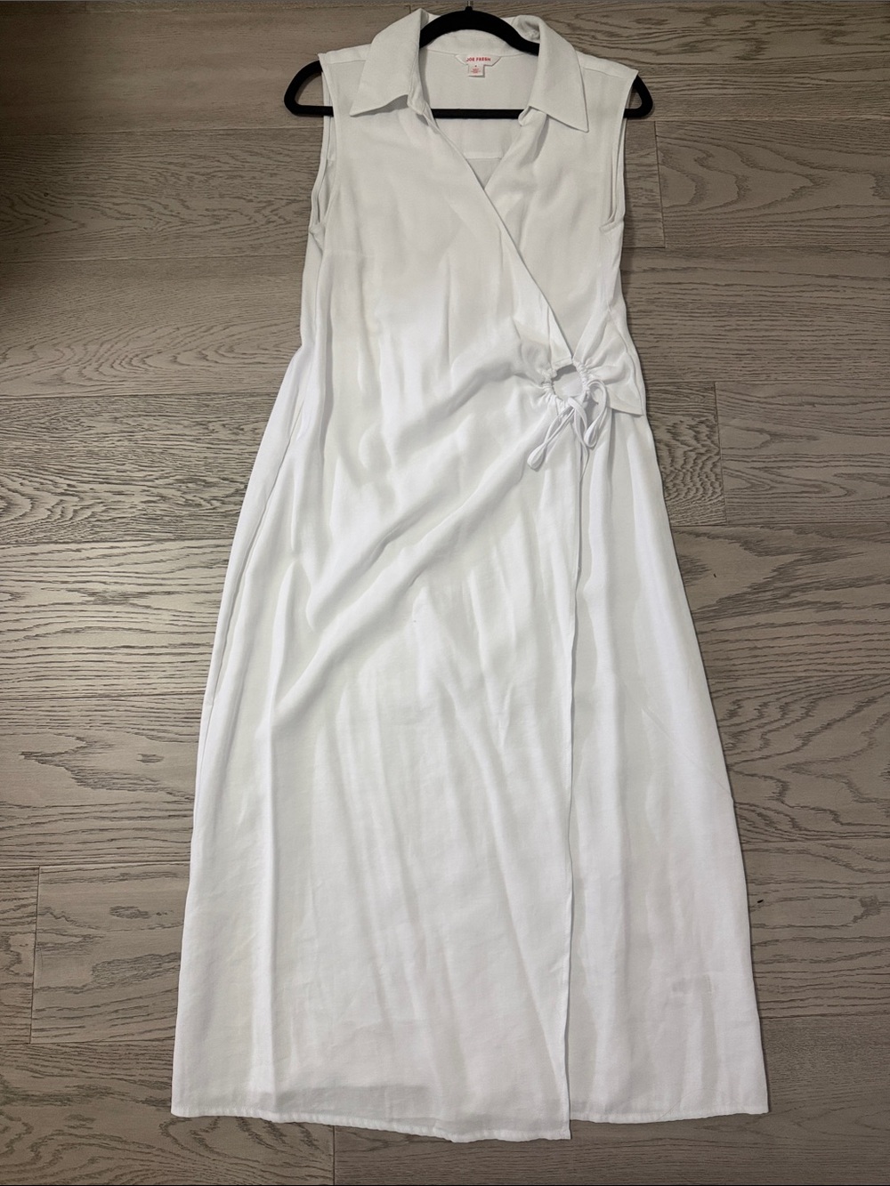 Joe Fresh White Sleeveless Wrap Maxi Dress with Collar
